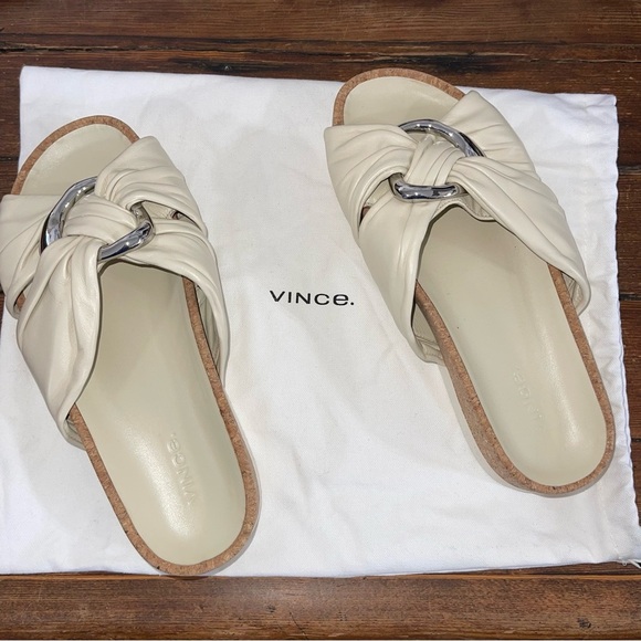 Vince Cream Sandals with Bow Detail - Picture 5 of 5